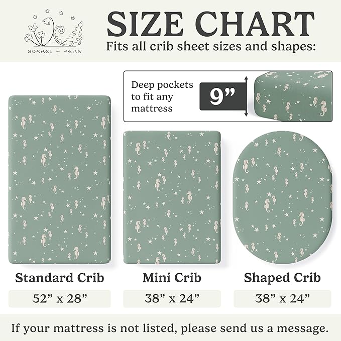 Crib Sheets Neutral - Fitted Baby Crib Sheets Bed for Girl Boy - 2 Pack Standard & Toddler Mattress (Ocean Odyssey) - Buttery Soft Organic Cotton Blend