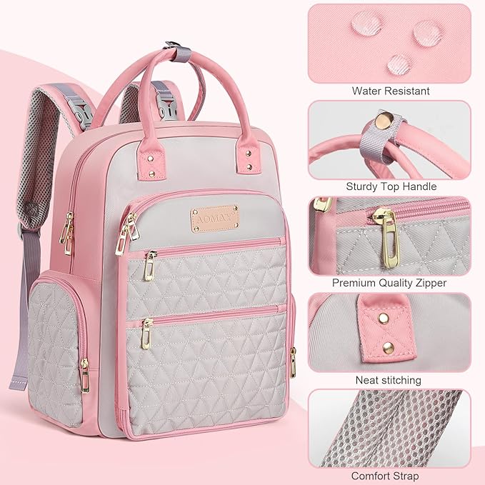 Diaper Bag Backpack - Mommy bag for hospital, Travel backpacks, Large Capacity, Multifunctional - Baby Essentials(Pink)