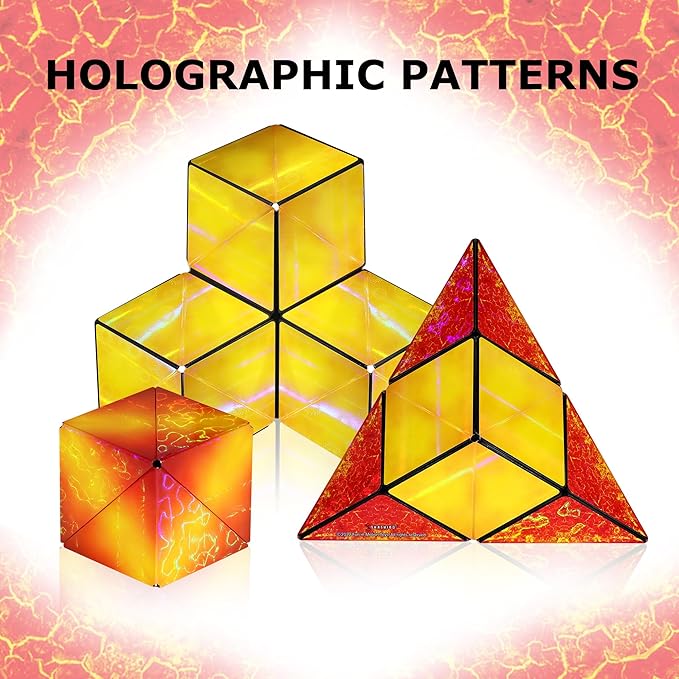 SHASHIBO Shape Shifting Box - Award-Winning Fidget Toy w/ 36 Rare Earth Magnets - Fidget Cube Transforms Into Over 70 Shapes, Sensory Toy Gift for Kids, Teens, and Adults (Solar)