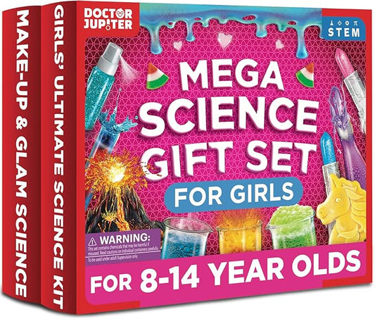 Doctor Jupiter Mega Science Gift Set | Set of ‘Girls’ Ultimate Science Kit’, ‘Glam Science Kit’ for Ages 8+ | Birthday Gift Ideas, STEM Learning & Educational Toys for 8-10-12-14 Year Olds