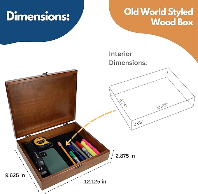 WE Games Custom Color Image Engraved Wooden Treasure Box with Lid & Brass Latch - Walnut Finish