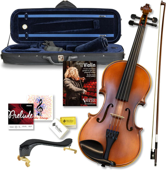 Bunnel Premier Violin Outfit 1/4 Size — Carrying Case and Accessories Included - Solid Maple Wood and Ebony Fittings By Kennedy Violins