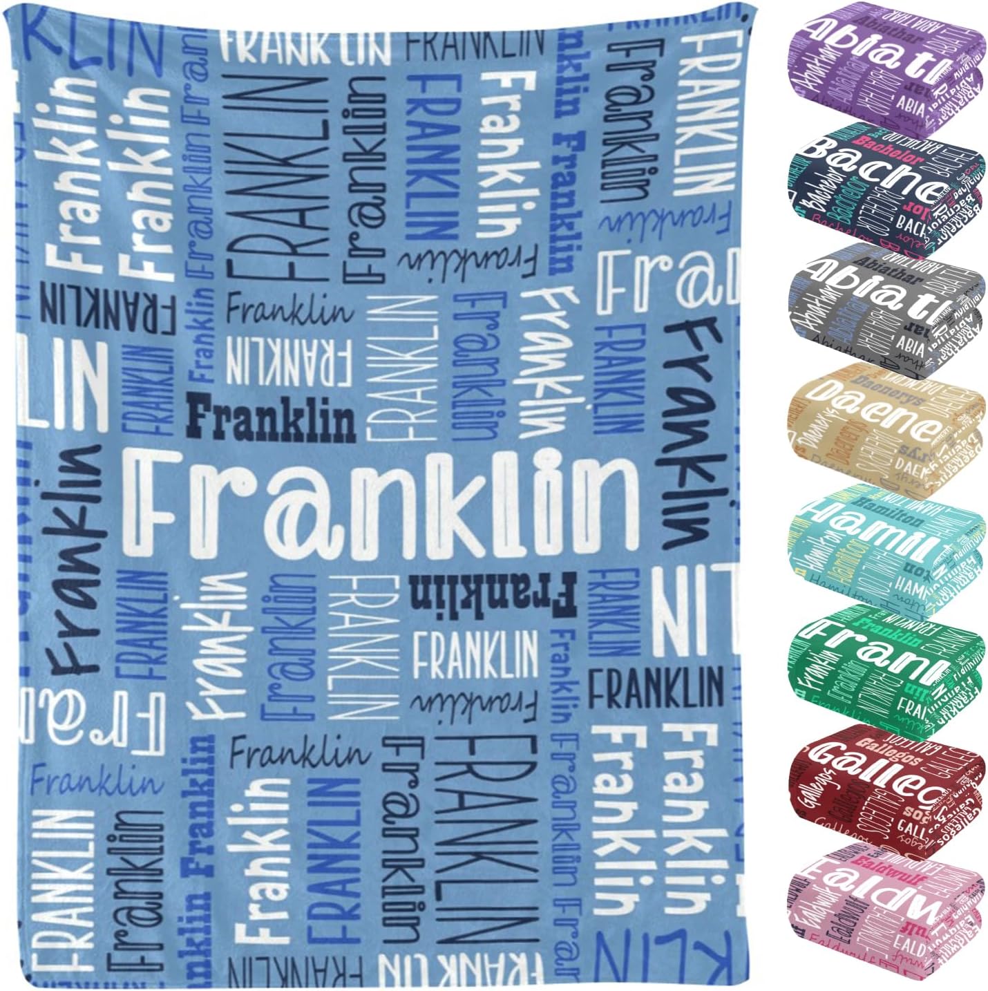 Custom Baby Blanket Throw Personalized Name Blankets Customized Blanket with Name Text for Adult Kid