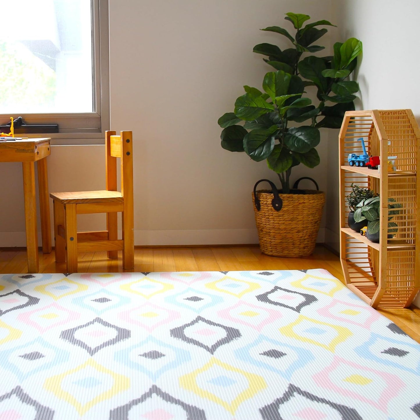 Cushmat Stylish Reversible Foam Play Mat (Large, Luxe Play - Charcoal Star) - Soft, Waterproof, Durable Play mat for Infants, Babies, Toddler, Kids & Grownup - 6.5ft x 4.5ft