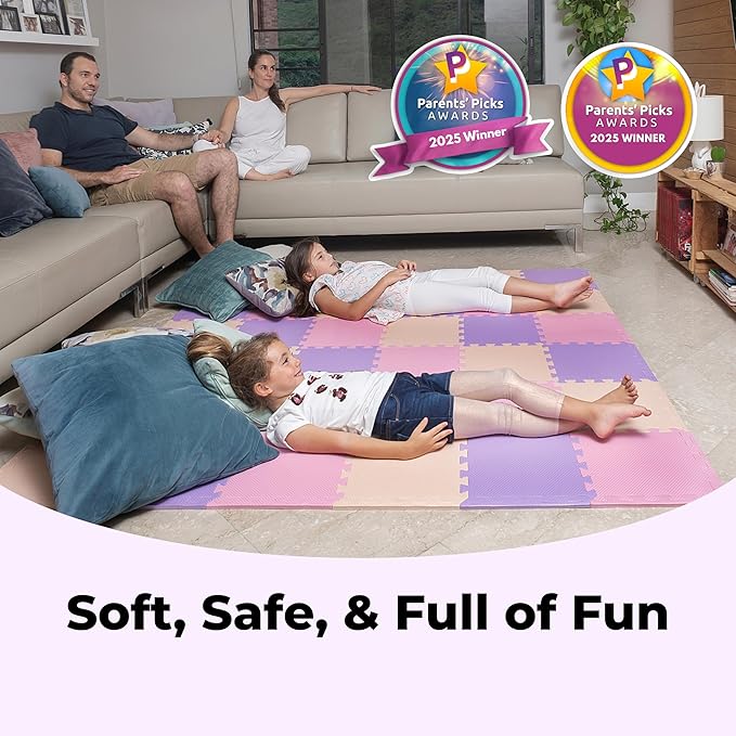 MioTetto Baby Play Mat, Soft Foam Floor Tiles for Kids. Adjustable Interlocking Foam Tiles, Fits with 74x74 Playpen Baby mat for Crawling & Development, Safe & Non-Toxic Playmat for Babies 6-12 Months