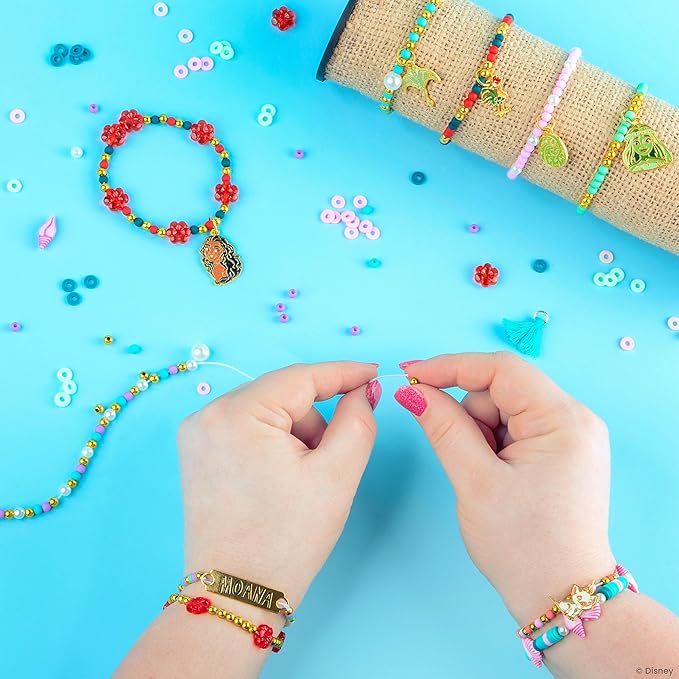 Fashion Angels Disney Moana 2 DIY Bracelet Making Kit, Includes 1,000+ Beads, 6 Charms, Design Board & More, Makes 20+ Bracelets, Craft for Kids Ages 8+