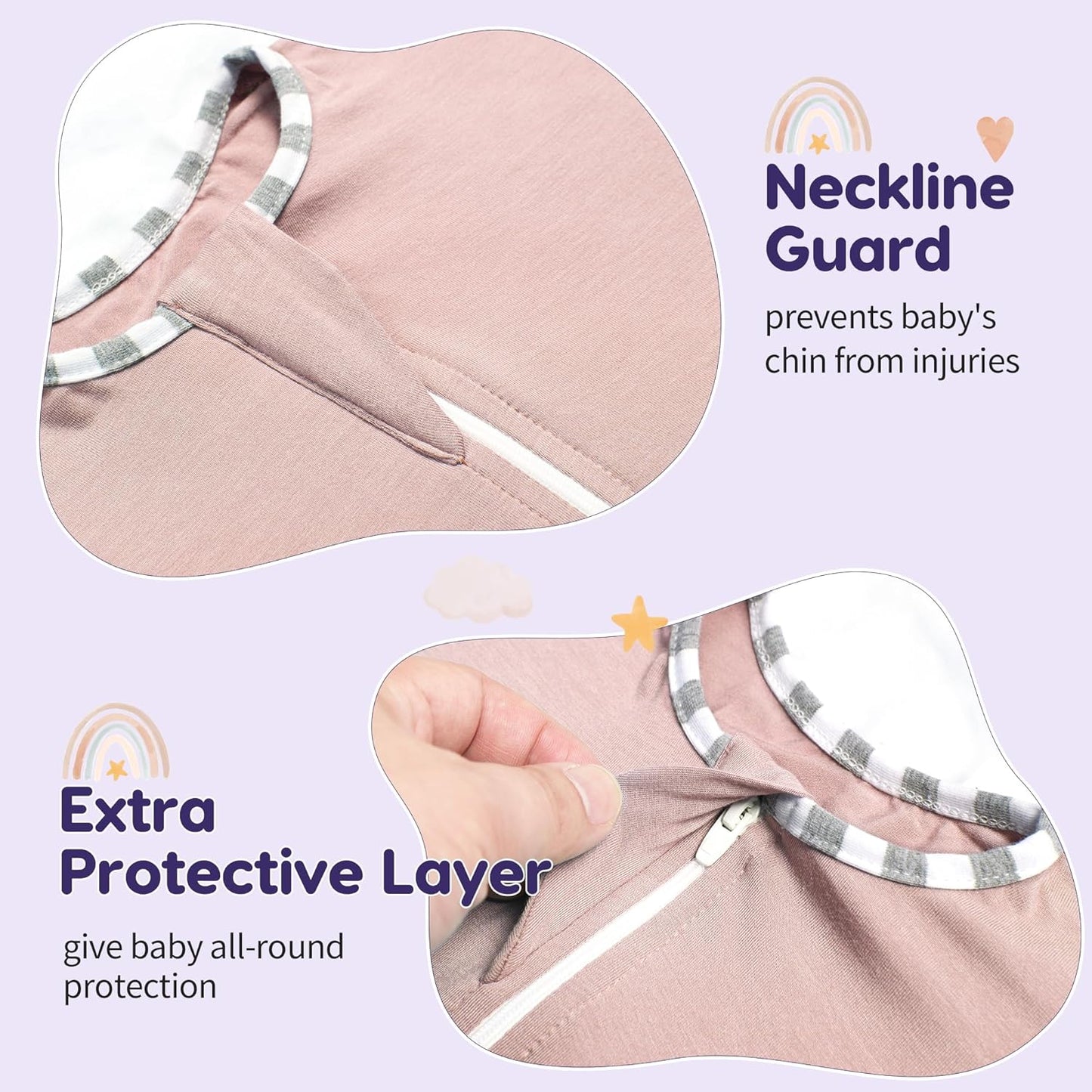 PuppyPaws Baby Sleep Sack 2-Pack Set, Transitional Swaddle, Sleep Sack 0-3 Months, Wearable Blanket Baby with 2-Way Zipper Summer, 95% Rayon derived from Bamboo, 5% Spandex