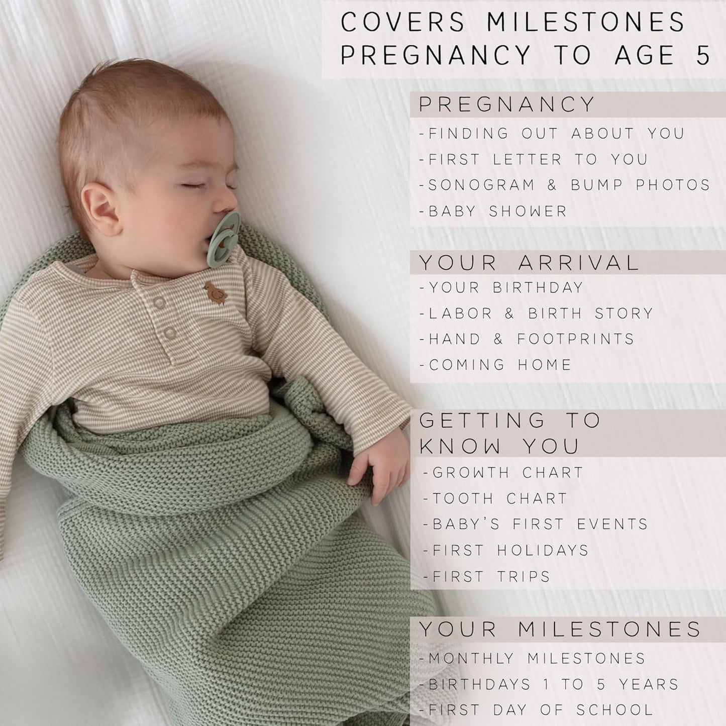 Baby Memory Book for the Modern Minimalist - Simple Baby Book for Boy or Girl - First Years Journal - Monthly Milestone Keepsake Record Book - Gender Neutral Pregnancy Gift for Baby Shower