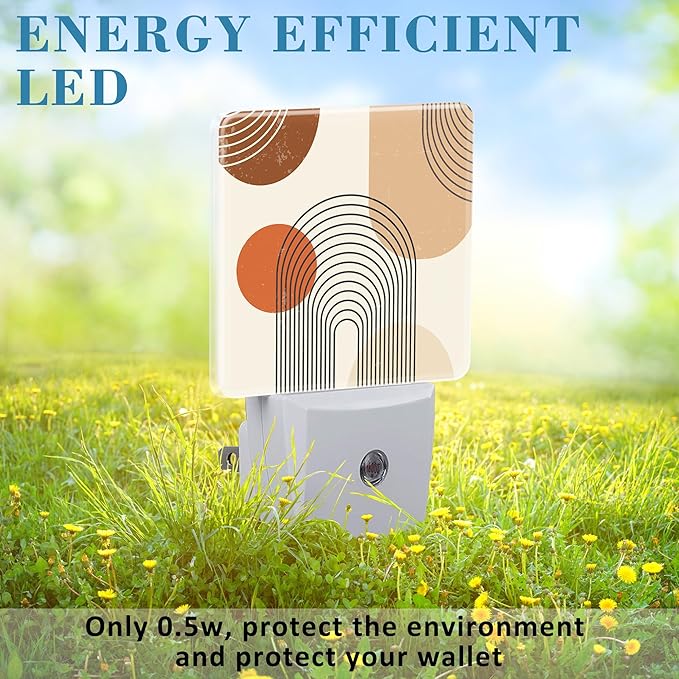 Plug in Night Lights Bohemian Art Abstract Lines Nightlight Plug Into Wall Dusk to Dawn Sensor LED Night Light for Kid Girls Boys Women Room Decor,Hallway,Kitchen,Bathroom,Nursery,Stairs