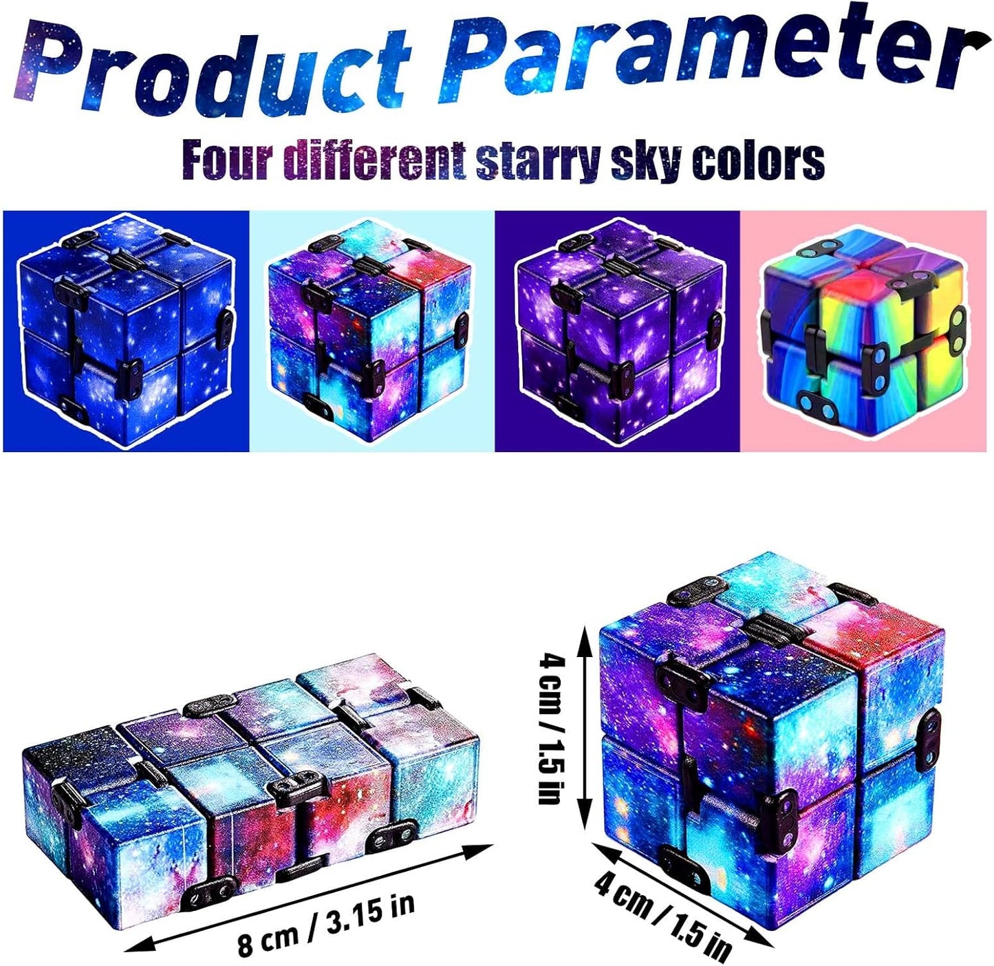 4 Pack Infinity Cube Fidget Toy, Fidgeting Game for Adults, Cool Mini Gadget Best for Stress and Anxiety Relief and Kill Time for ADD/ADHD/OCD