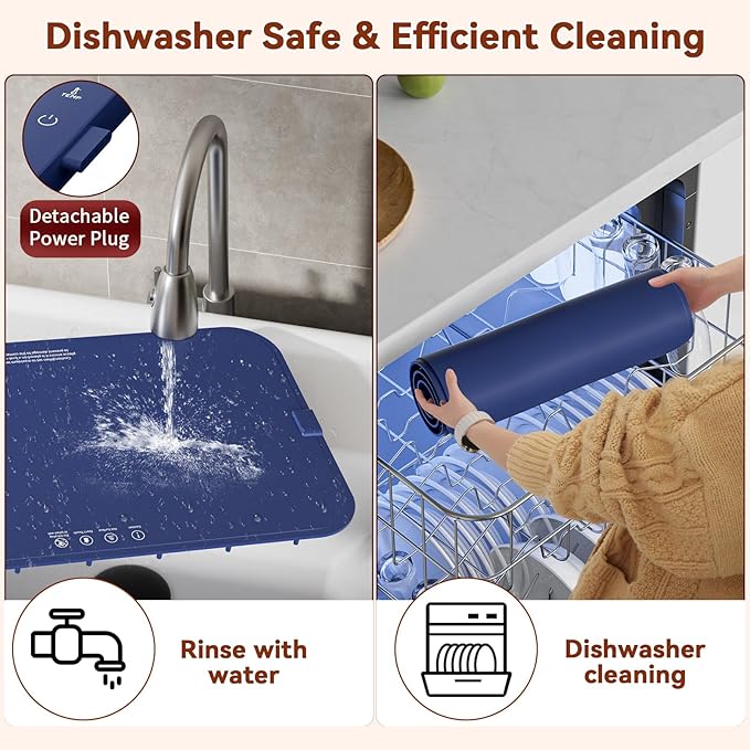 Upgrade Graphene Food Warming Mat - Full Surface Rapid Heating Electric Warming Tray for Countertop, Waterproof Food Warmers for Parties Buffet with 6 Temp Modes, Gifts for Mom (Blue)