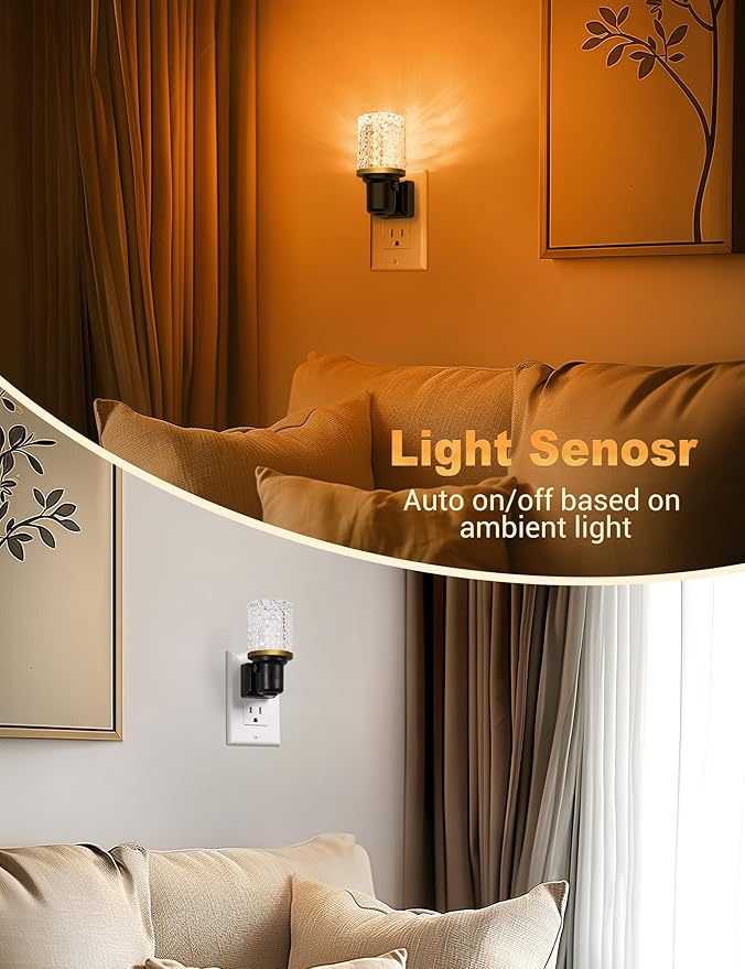 JandCase LED Night Light Amber, Dimmable Night Lights Plug into Wall, Modern Nightlight with Auto On Off Light Sensor, Amber Night Light 0-100LM Brightness for Bathroom Hallway Bedroom Decor