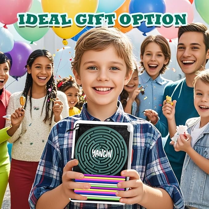 Sensory Activity Board for Kids 3 & Adults: Silicone Fidget Toys for ADHD & Autism, Calming Stress Anxiety, with Travel Bag & 12 Strings