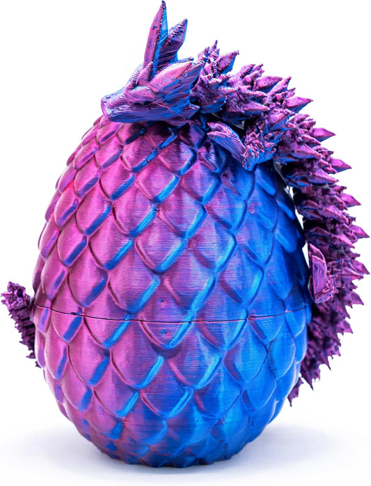 3D Printed Dragon Eggs with Drgon Inside,Articulated Crystal Dragon Toys for Kids Home Decor, Executive Dragon Fidget Desk Toys (Lser Purple)