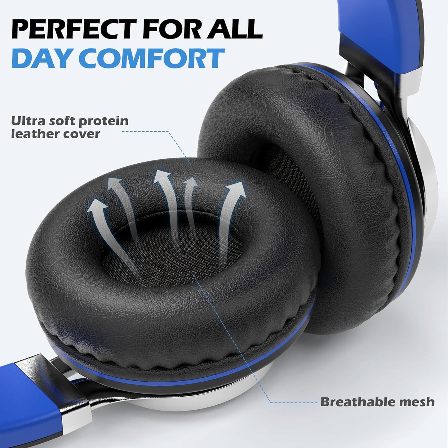 AILIHEN C8 USB-C Headphones Wired - Kids Headphones with Microphone & Volume Control, Foldable Stereo Sound Tangle-Free Type C Cord, Compatible with Cellphone, Laptop, PC (Black Blue)