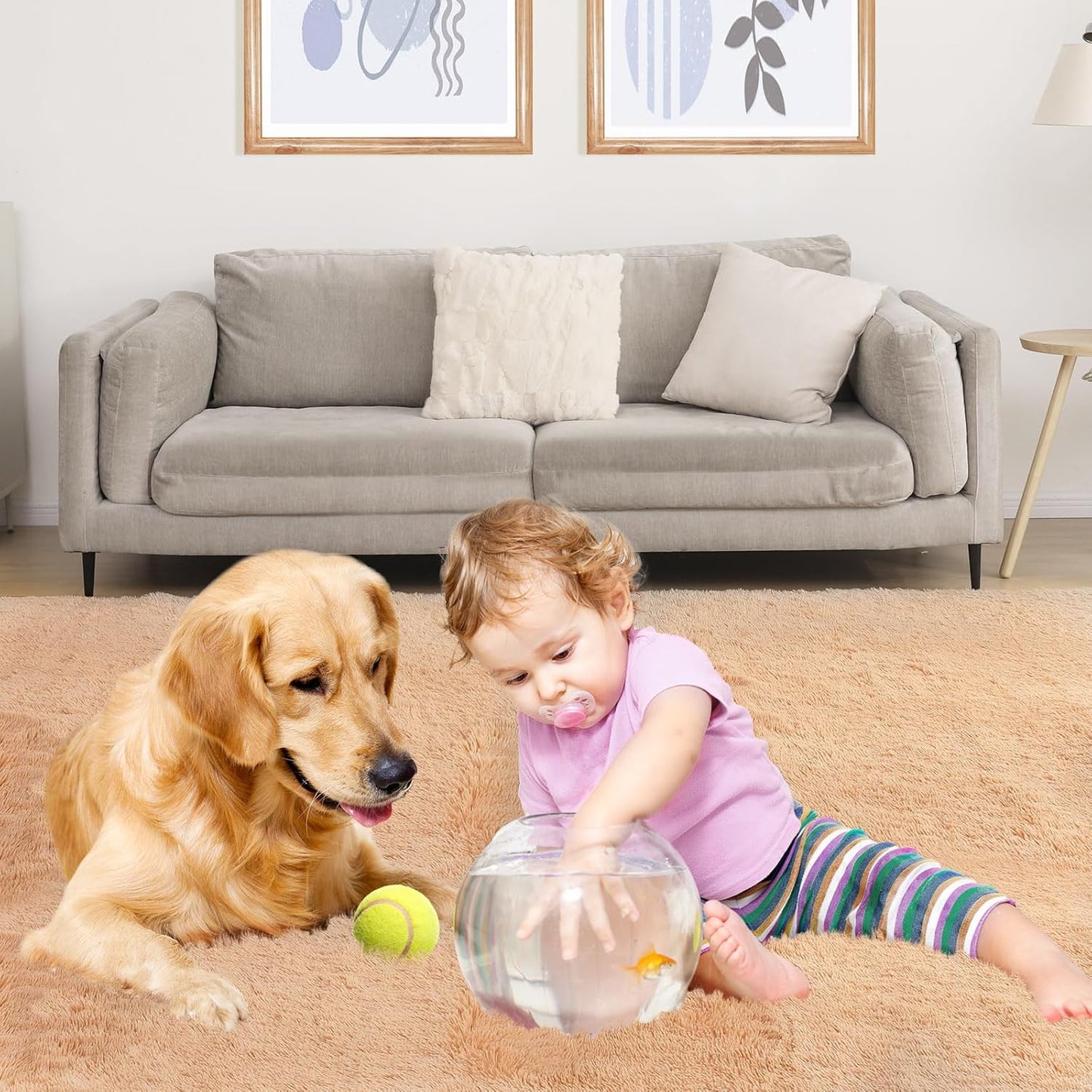 5x7 Area Rug, Luxury Rugs for Living Room, Ultra Soft Rugs for Bedroom, Non-Slip Indoor Carpet for Nursery, Kids Room, Playroom, Home Decor, Camel