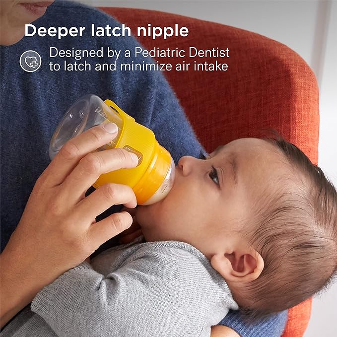 Smilo Baby Bottle Set with Stage 0 Slow Flow Anti Colic Nipple, 5 Oz / 150 ml Capacity, 3X Pack of Anti Colic Baby Bottles 0-3 Months - Glow in The Dark