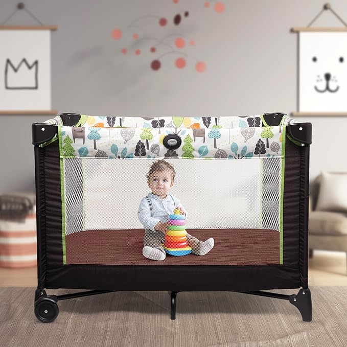 2 Pack Soft Muslin Baby Mini Crib Sheets, 100% Cotton Breathable Double Layer Fitted Sheets for Mini Crib and Pack N Play Mattresses 24x38 Inches, for Baby Girls and Boys (Cedar & Cream