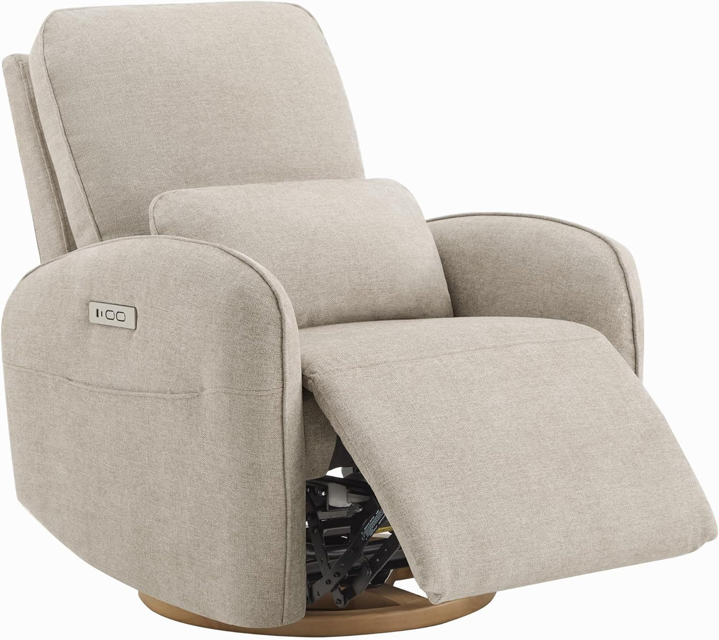 CHITA Power Nursery Glider Recliner Chair, Electric Swivel Rocker Recliner for Adults, Rocking Chair with Removable Lumbar Pillow for Living Room, FSC Certified, Fabric in Khaki