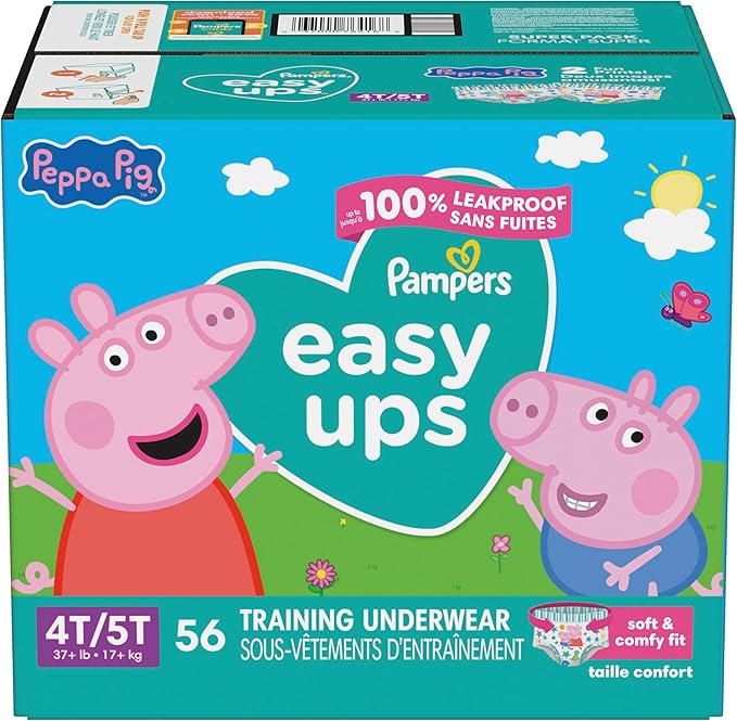 Pampers Training Pants - Easy Ups Girls & Boys - Size 4T-5T, 56 Count, Peppa Pig Potty Underwear (Packaging May Vary)