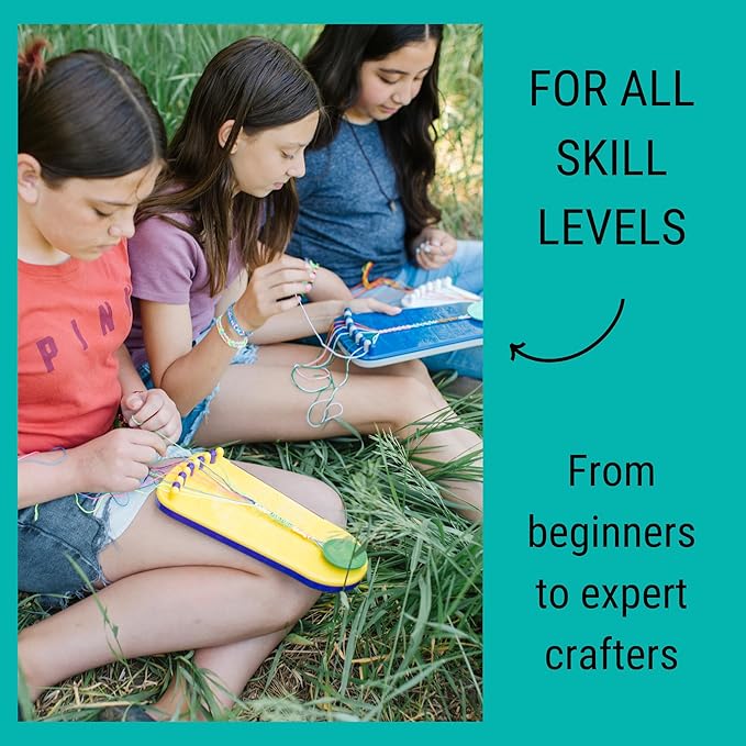 Choose Friendship Bracelet Making Kit – 20 Pre-Cut Threads, Portable Loom with Storage, Makes 8 Bracelets, Craft Gift for Kids Ages 8+, Blush Pink “Macaroon”