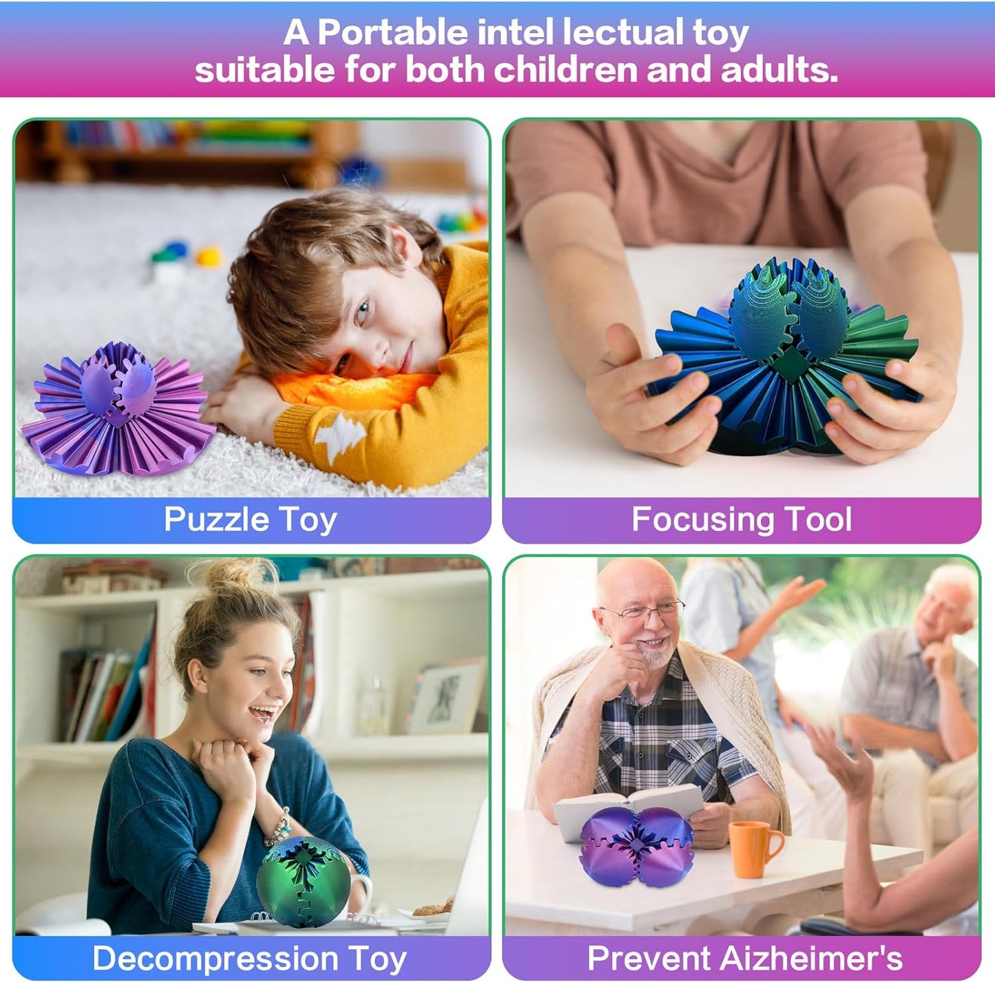 Gear Ball - 3D Printed Gear Ball Spin Ball or Cube Fidget Toy, Gear Sphere, Gear Ball Gearball Fidget Toy, Stress Ball, GearSphere Desk Toy, Fidget Ball, Gear Toy for Stress and Anxiety Relaxing