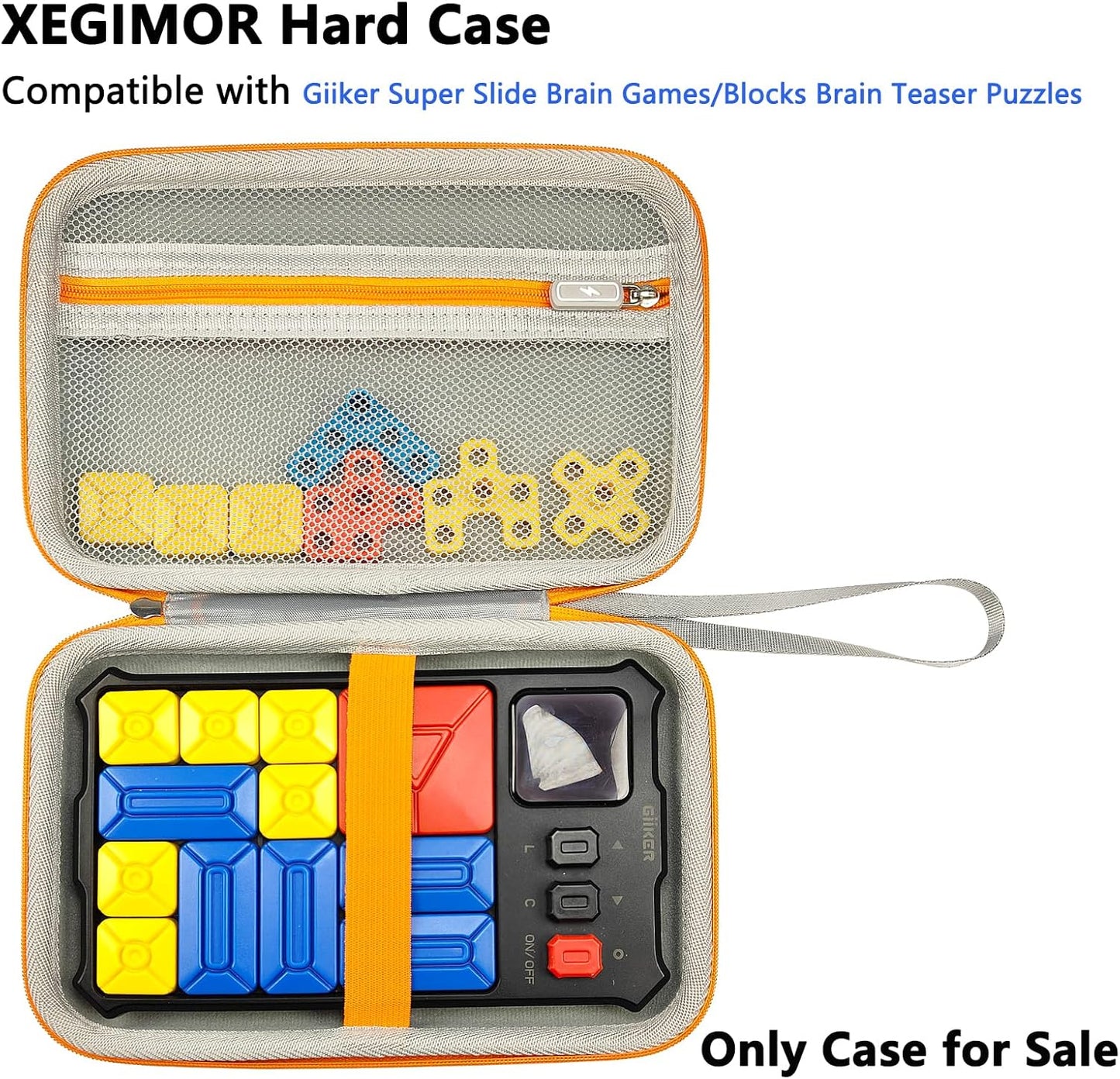 Case Compatible with Giiker Super Slide Brain Games, Protective Storage Bag Holder for Giiker Brain Teaser Puzzles Games Toys (Only Case) (Orange-Grey)
