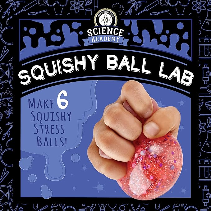 MindWare Science Academy Squishy Ball lab - Kids & Teens Make 3 Squishy Ball Stress Toys with Our 35pc Set - Wild & Weird Experiments for Boys & Girls - Great Educational Gift