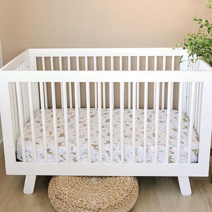 Crib Sheets Neutral - Fitted Baby Crib Sheets Bed for Girl Boy - 2 Pack Standard & Toddler Mattress - Buttery Soft Organic Cotton Blend (Magic Forest)