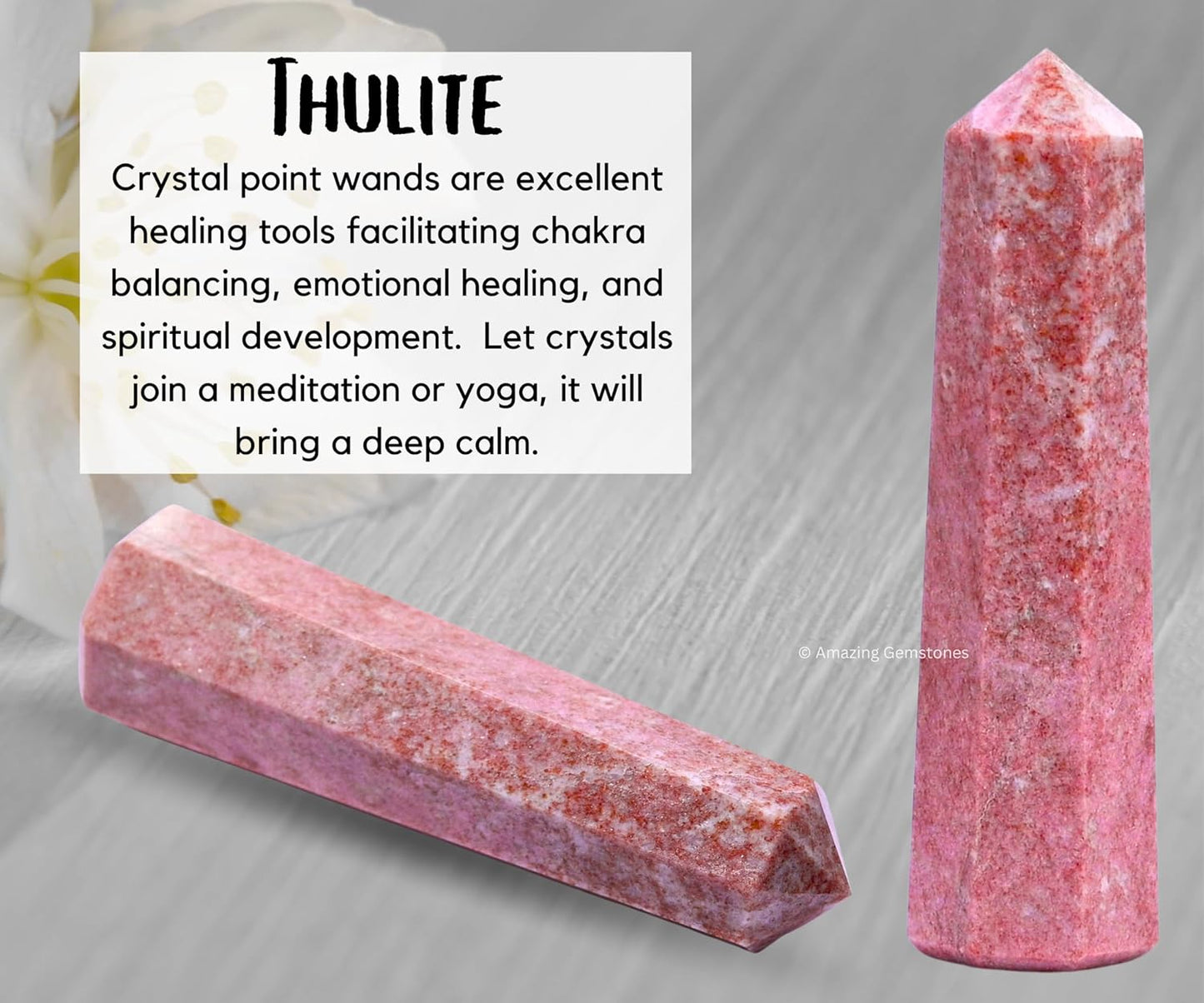 Amazing Gemstone Thulite Crystal Towers - Natural Healing Crystal Point Obelisk for Reiki Healing and Crystal Grid (2" to 3" Inch)