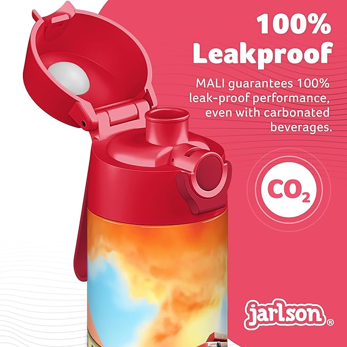 Jarlson® Mali Children's Water Bottle, Thermal Stainless Steel Water Bottle, BPA-Free, Leak-Proof, Children's Bottle with Chug Lid, Bottle for School, Nursery (Fire Engine Red, 18 oz)