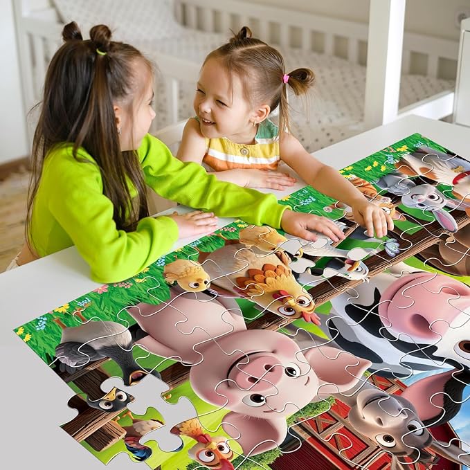 Jumbo Floor Puzzle for Kids,48 Pieces Farm Animals Puzzles for Toddlers 3-5,Large Barn Jigsaw Puzzles,Preschool Educational Animal Toys Gift for Boys & Girls Ages 4-8