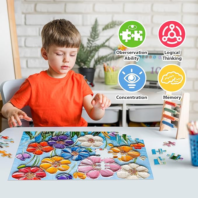 100 Piece Puzzles for Kids Ages 4-8 - Animals Flower Cupcakes Donuts Puzzle for Kids Ages 8-10 Large Puzzles for Senior Jigsaw Puzzles for Kid Ages 6-8 Year Old Educational Puzzle Toys 4-Pack