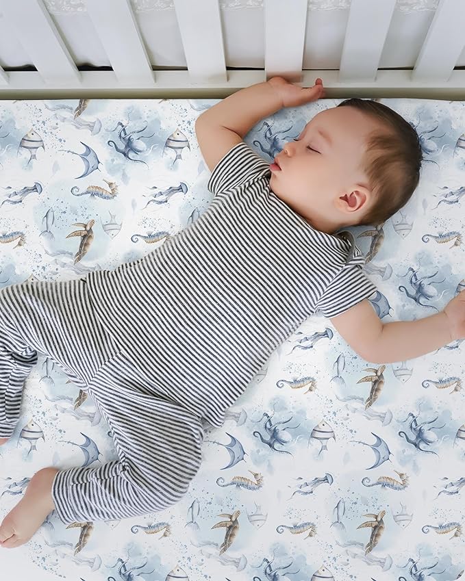 Baby Crib Sheets Boy Girl for Standard Crib Mattress - Ultra Soft Jersey Knit Neutral Crib Mattress Sheet, Safe and Snug, Durable, Stylish Crib Sheet Fitted, 28''x52''x9'' Extra Deep Pocket