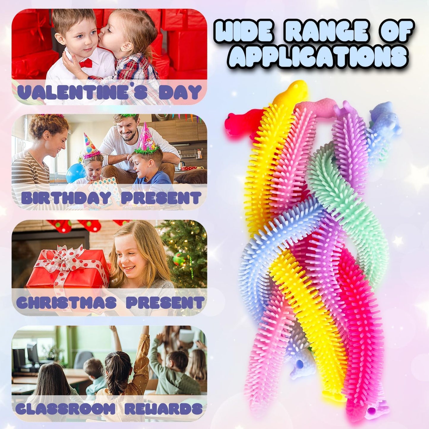 40 Pack Stretchy String Fidget Toys,Alpaca Sensory Noodle Strings,Textured Stretchy String for Kids Adults Stress Relief,Party Favors,Christmas Stocking Stuffers