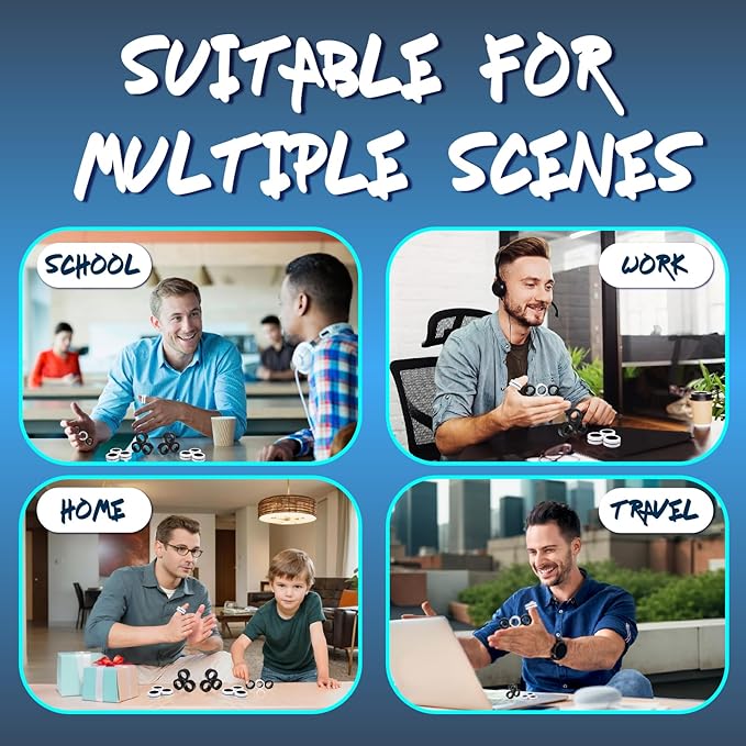 Cevioce 3 PCS Magnetic Ring Fidget Toys Set,ADHD Anxiety Magnetic Finger Spinner Pack for Teens Adults and Kids,Coolest Magnet Stress Relief Toy Birthdays Gifts for 8+ Year Old Boys Girls Present