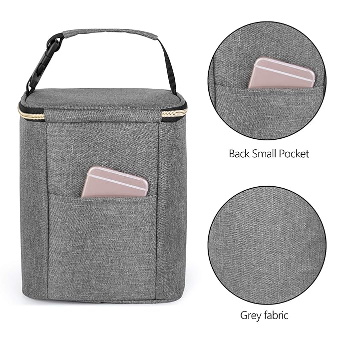 Teamoy Breastmilk Cooler Bag with Ice Pack, Baby Bottles Bag for up to 4 Large 9 Ounce Bottles and Ice Pack, Perfect for Working Mom Mother, Gray