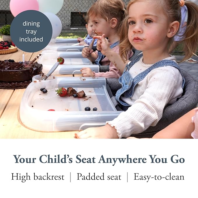 Inglesina Fast Table Chair - Stone Gray Melange + Fast Dining Tray - Portable Baby High Chair - for Babies & Toddlers up to 37 lbs - Fits Tables 0.8'' to 3.5'' Thick - Compact - Travel Bag Included