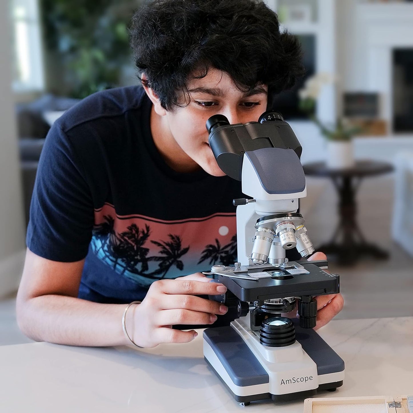 AmScope B120 Series Student & Professional LED Binocular Compound Microscope - 40X-2500X Magnification - Includes 0.3MP USB 2.0 Camera & Siedentopf Head