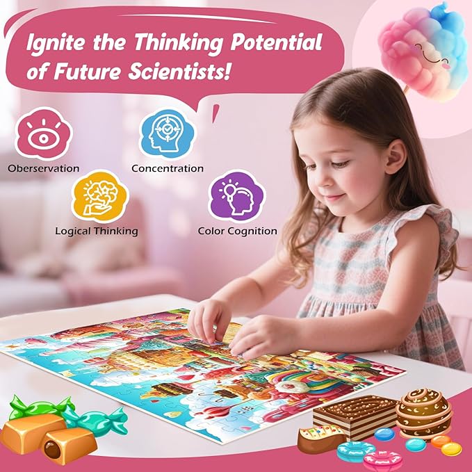 100 Piece Puzzles for Kids Ages 4-8,Kids Puzzles Ages 4-6 6-8 8-10 Dessert Cartoon Puzzle 100 Piece for 4 6 8 Years Old Jigsaw Puzzles for Adults Toddler Children Seniors Toys Puzzle Games Gift