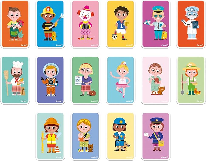 Janod - Magnéti'Book Métiers – Magnetic Educational Game 48 Magnets + 16 Model Cards - for Kids 3+ - Building Creative Structures - Stimulates Creativity - Fun and Educational - J02597