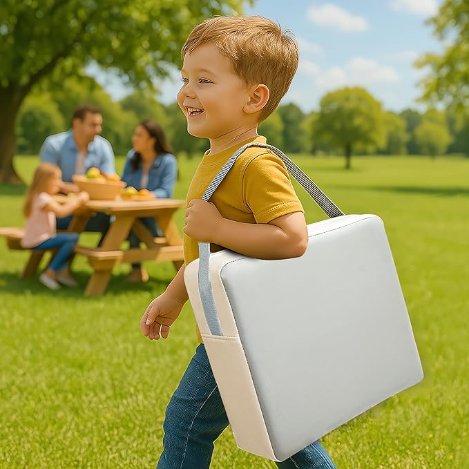 Toddler Dining Table Booster seat, PU Washable Waterproof Double seat Belt Non-Slip Bottom Booster seat for Dining Toddler, Portable Travel Increase Cushion Gery+White