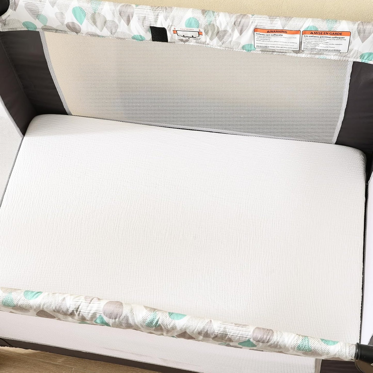 david's kids Muslin Mini Crib Sheets, 2 Pack Cotton Pack N Play Sheets for Boys Girls Neutral, Soft Breathable Baby Sheets Fit Pack N Play, Playard and Mini Crib Mattresses, Snow White & English Rose