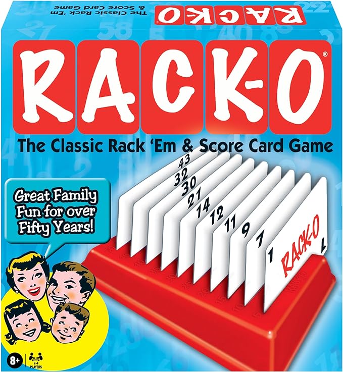 Rack-O Retro Game by Winning Moves Games USA, Classic Tabletop Game Enjoyed by Families Since the 1950's! Ages 8+, 2-4 Players (6122)
