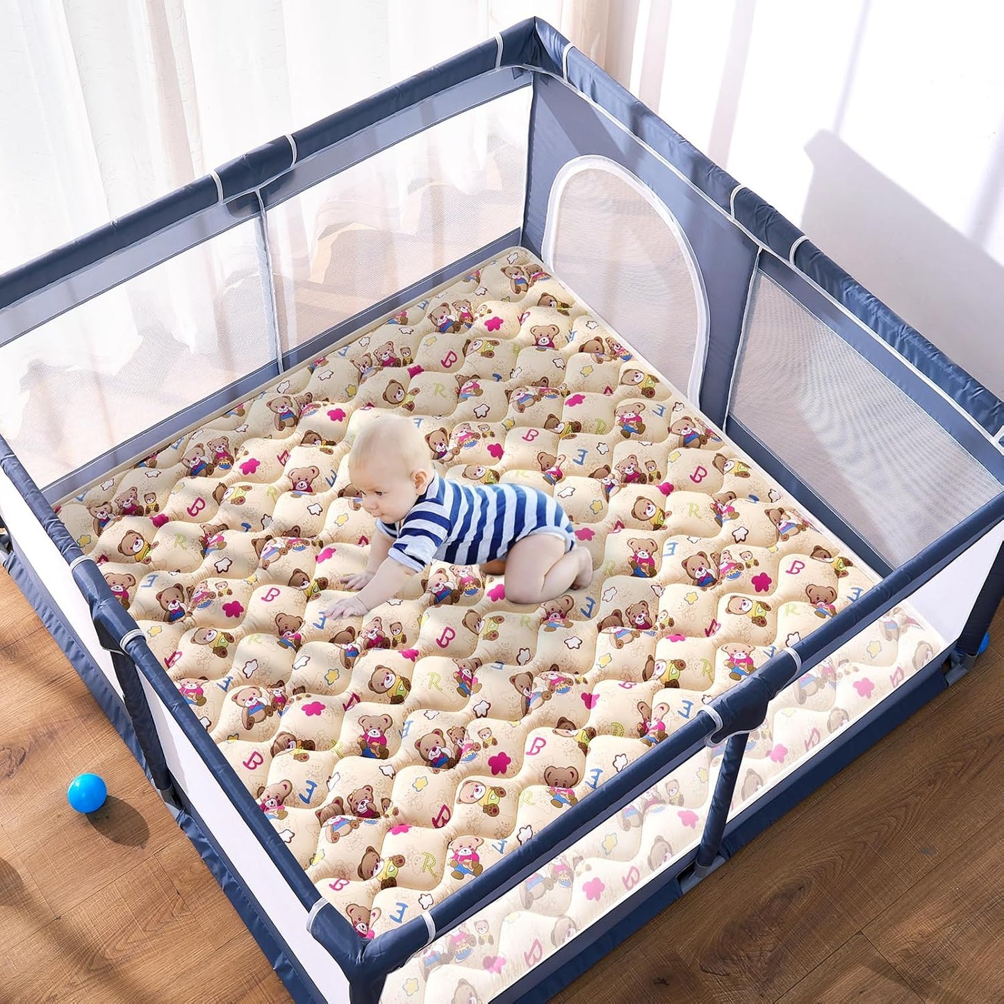 Vibe bear High-Density Foam Baby Play Mat,47x47 Inches Thicken One-Piece Infants Crawling Mat,Comfortable and Soft Baby Playmat,Non Slip Washable Floor Mat for Babies,Infants,Toddlers