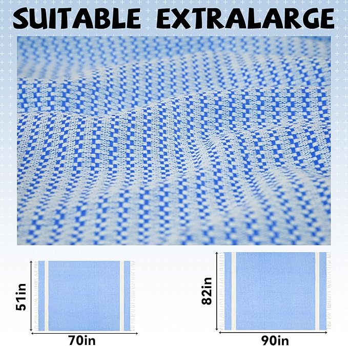 Oversized Camping Blanket Throw Blanket Turkish Beach Towel Picnic Car Essentials Lightweight Compact Roadtrip Gadgets Motorhome Rv Accessories Glamping Tent Gear Must Haves Hiker Equipment Supplies