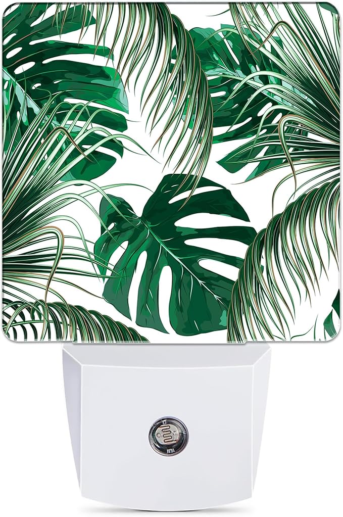 Green Palm Night Light Plug in Wall Lamp Smart Dusk to Dawn Sensor for Home Decorative, Kids Room Bedroom Bathroom Kitchen Hallway Gifts