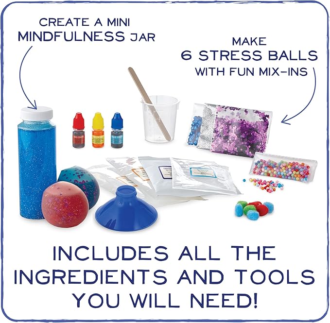 MindWare Science Academy Squishy Ball lab - Kids & Teens Make 3 Squishy Ball Stress Toys with Our 35pc Set - Wild & Weird Experiments for Boys & Girls - Great Educational Gift