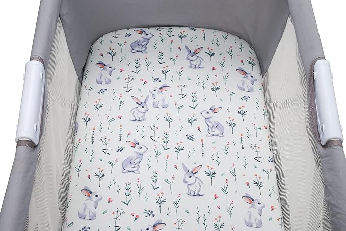 Onacosht Bassinet Sheets for Baby Boy and Girl, Stretchy Fitted Sheet Universal for Bassinet Cradle Hourglass Oval Rectangle Pad/Mattress, 4 Pack Deer, Elephant, Rabbit and Squirrel Printing