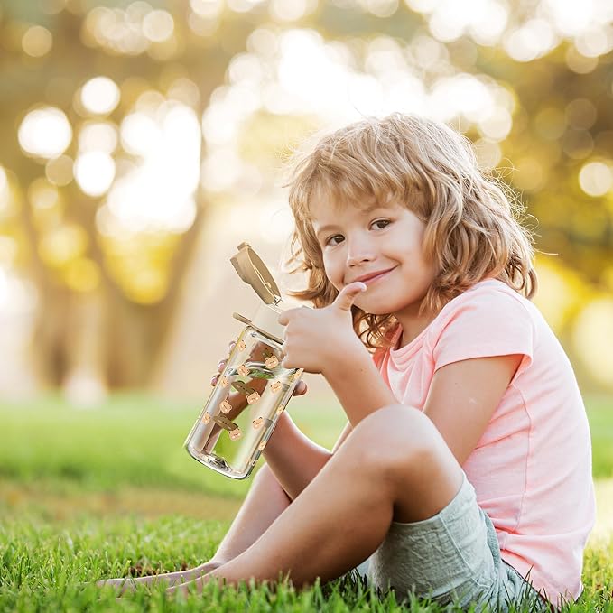 Evorie Kids Water Bottle for School, No Straw 13oz BPA Free Tritan Bottle, Leak Proof with Flip Top Lightweight for Outdoor (Ocean Blue)
